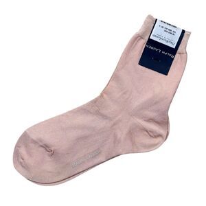Polo Ralph Lauren Unisex Pink Ribbed Ankle Cotton Pon Dress Socks - One Size NWT